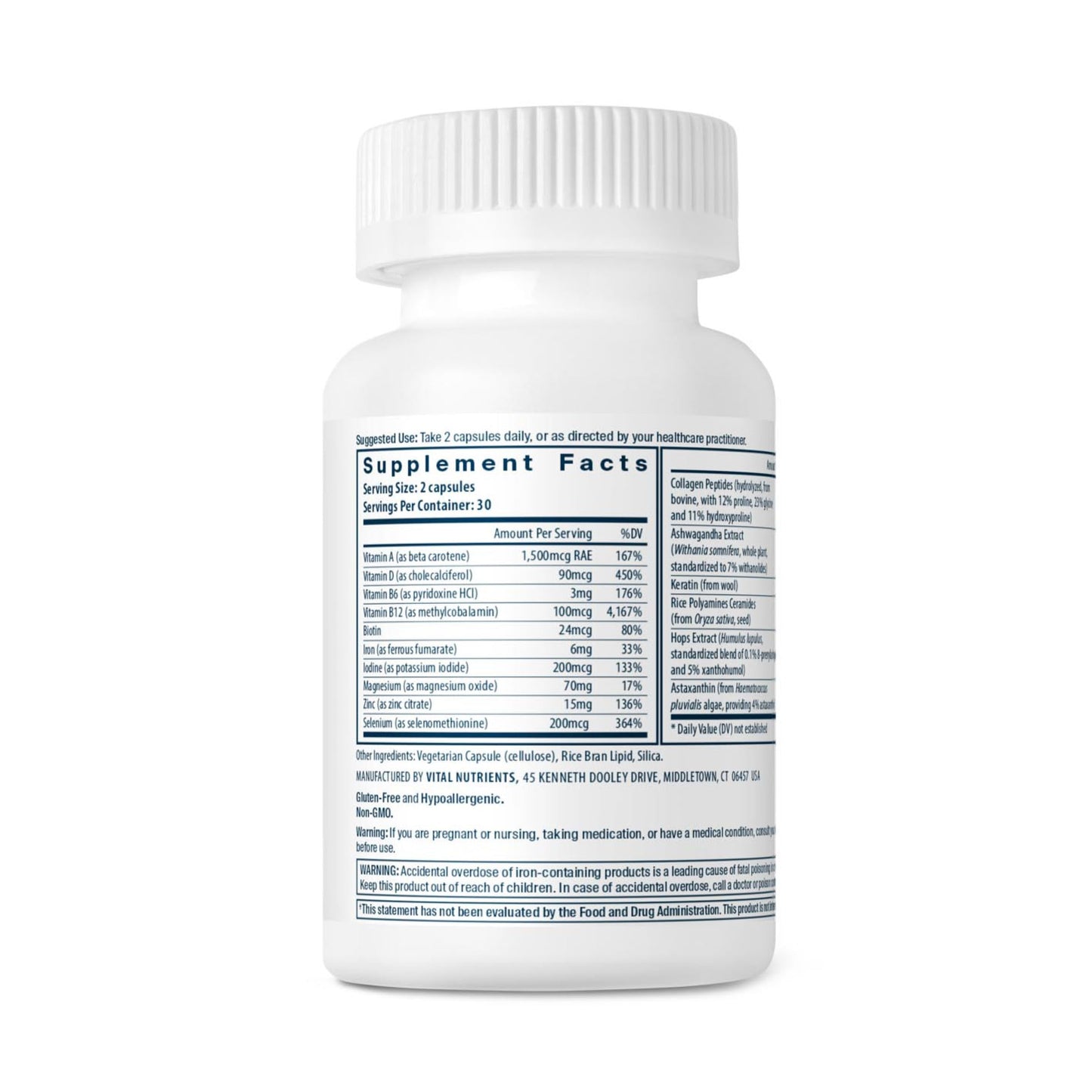 Vital Nutrients Hair Growth Vitamins Complex for Women Tablet, 60 Tablets