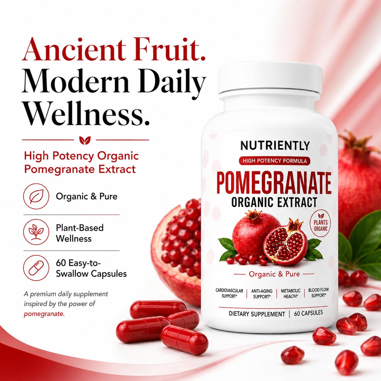 ZHPRXE Pomegranate Extract Capsules, 700mg Per Serving, Antioxidant Support, 60 Capsules