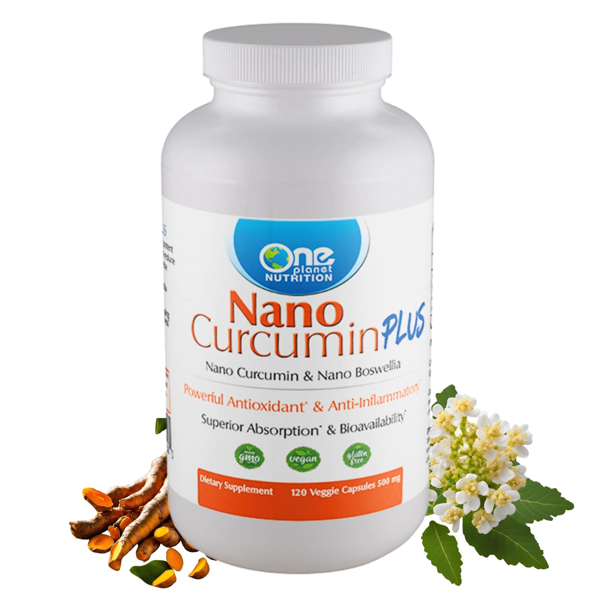 One Planet Nutrition Nano Curcumin Plus 500 mg Veggie Capsules 240 Count