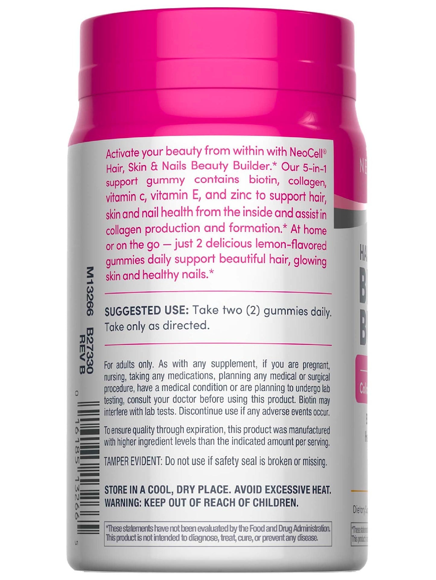 NeoCell Hair Skin and Nails Gummies 60 Count Collagen Peptides Plus Biotin with Vitamins C and E Advanced Beauty Builder Formula for Women and Men