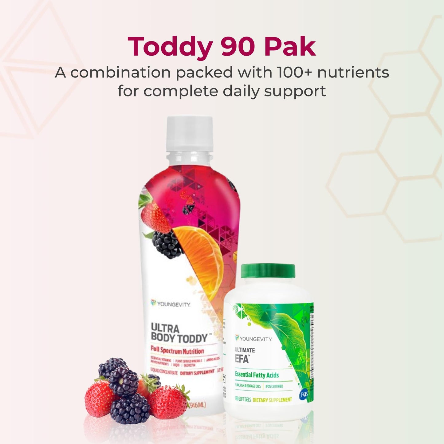 Youngevity Toddy 90 PAK Capsules, Vitamins Minerals Amino Acids Phytonutrients Antioxidants Omega-3 Essential Fatty Acids, 1 Count