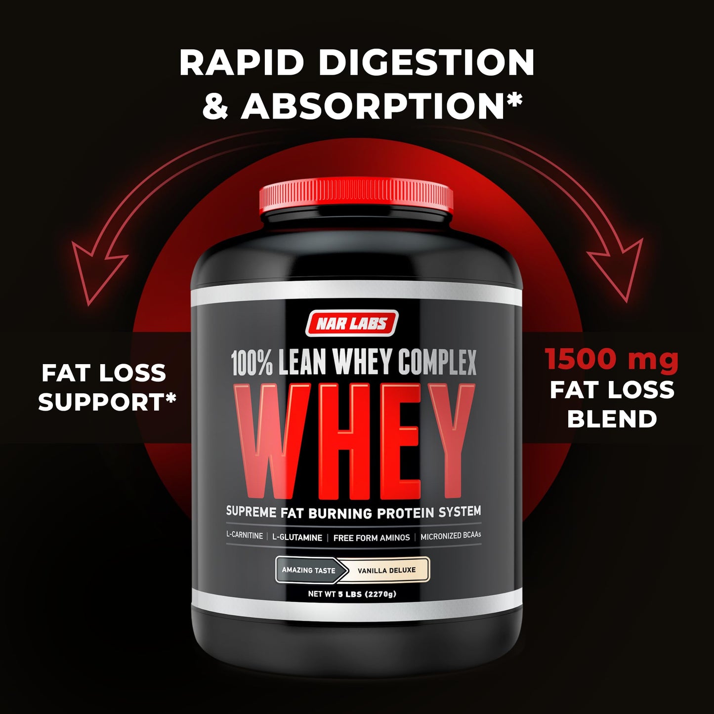 NAR LABS 100% Lean Whey Complex Protein Powder, 80 Servings