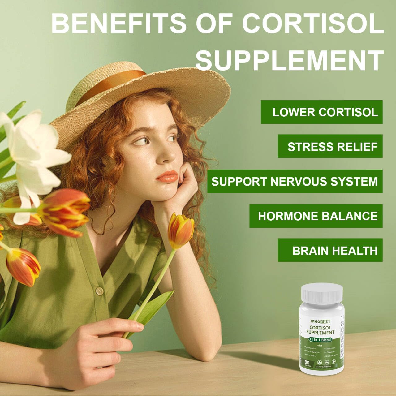 Whoyun Cortisol Supplement for Women 90 Capsules