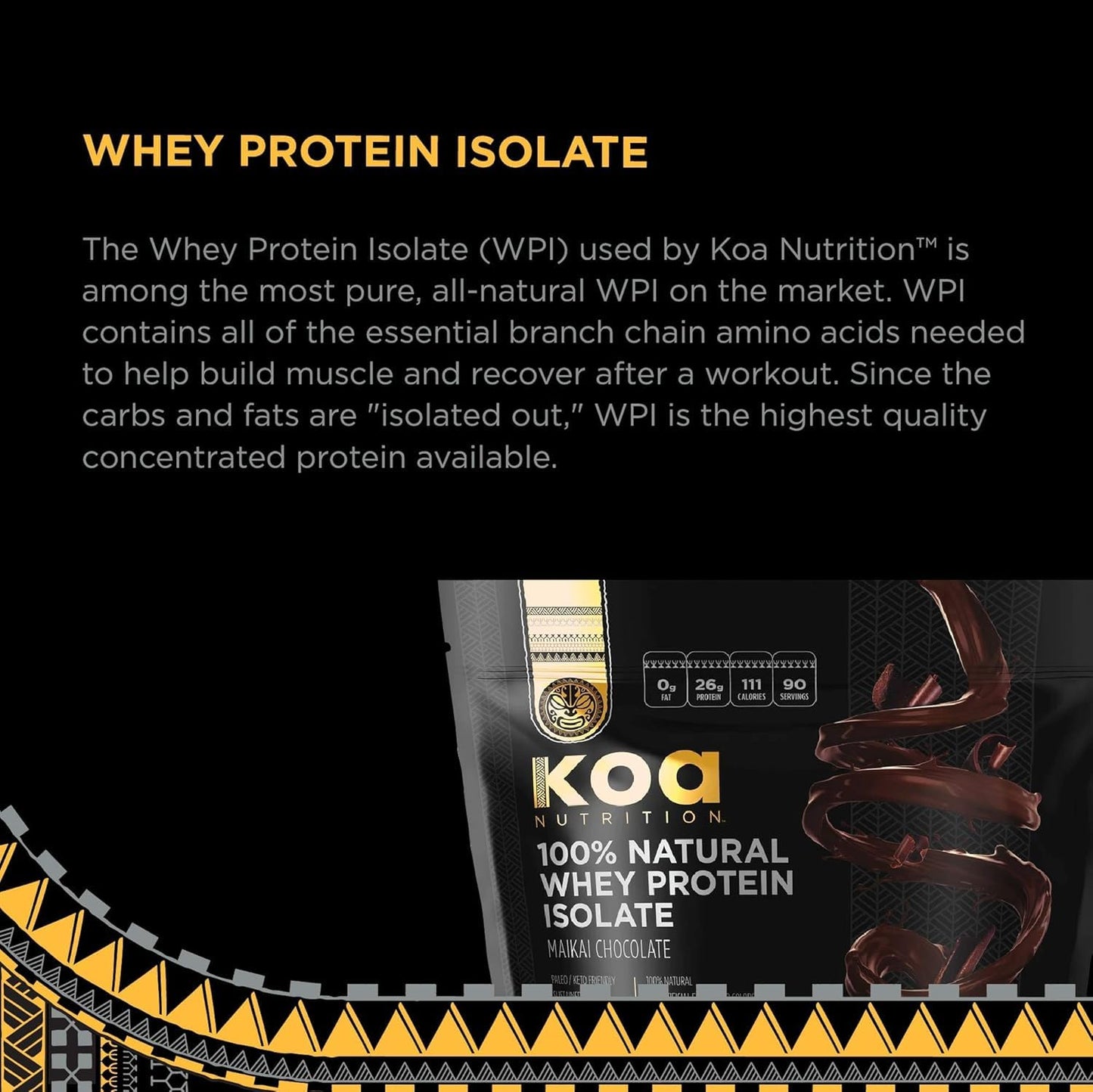 Koa Nutrition Warrior Whey Protein Isolate Powder, 96 Servings, 6 lb