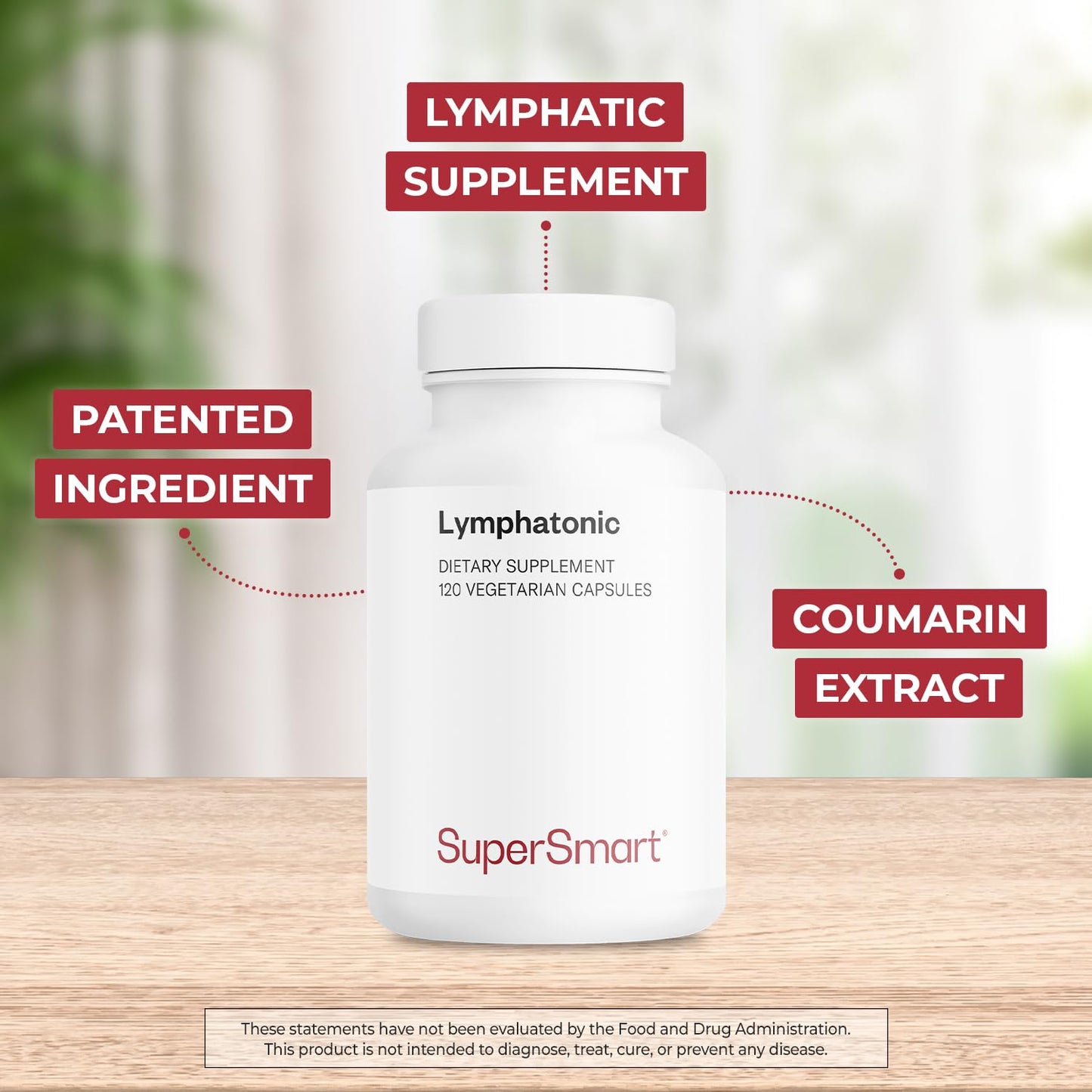 Supersmart Lymphatonic 40mg per Day Lymphatic Drainage Supplement Melilotus Officinalis Capsules 120 Count