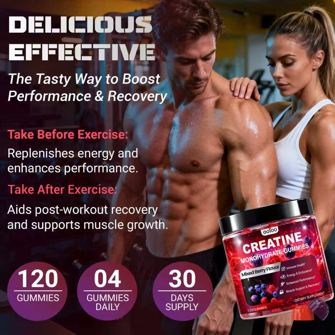 ooioo Creatine Monohydrate Gummies 120 Gummies
