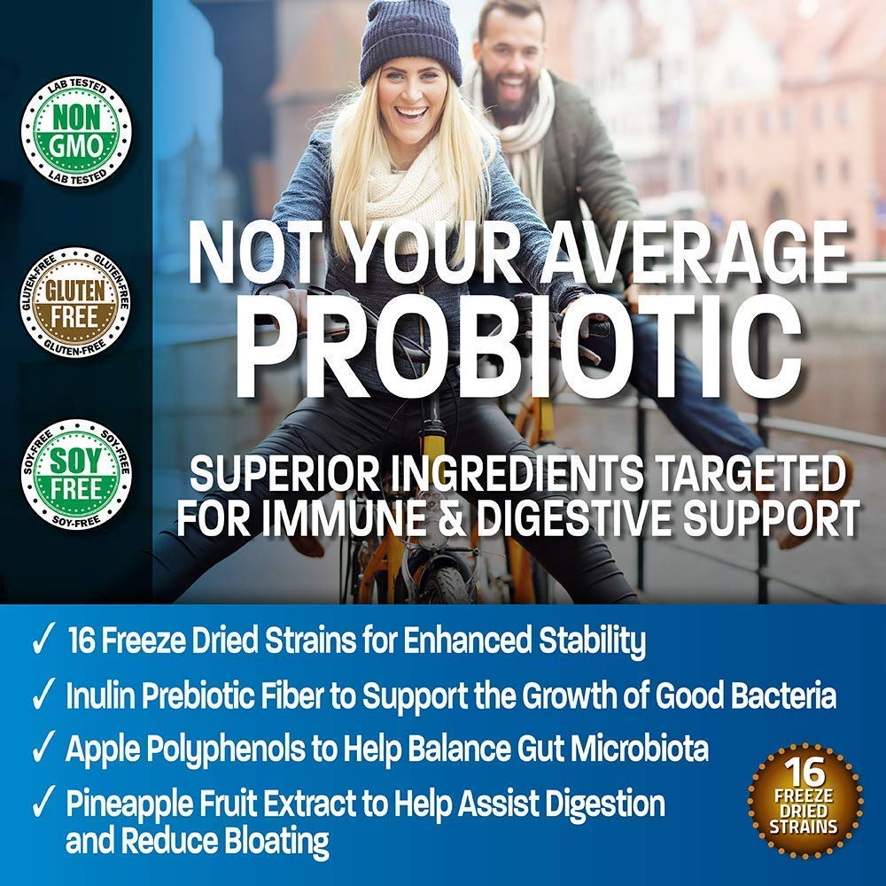 Bronson Probiotic 50 Billion CFU + Prebiotic with Apple Polyphenols & Pineapple Fruit Extract + Selenium 200 mcg Capsule 1