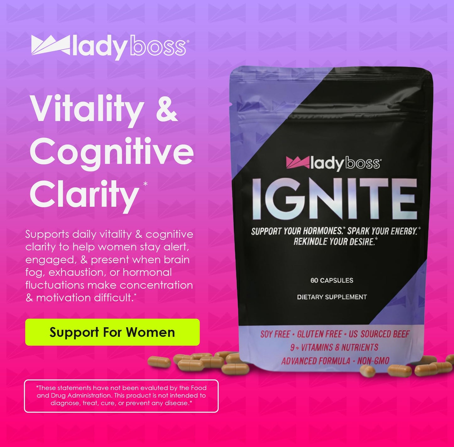 LadyBoss Ignite Hormone Balance Supplement for Women, 60 Capsules