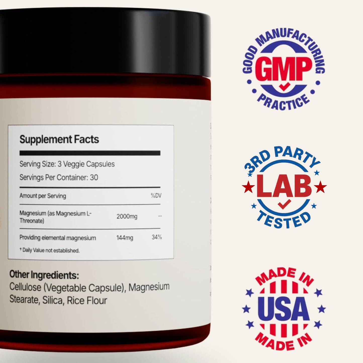 Vocks Magnesium L-Threonate 2000 mg Capsule 90 Count