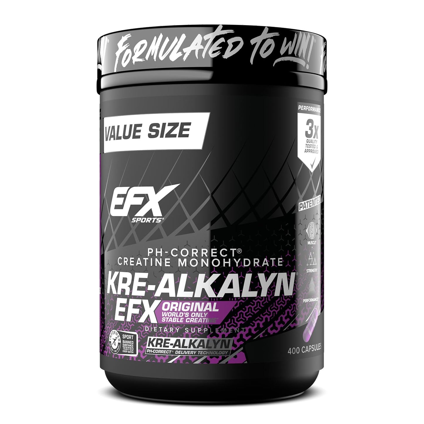 EFX Sports Kre-Alkalyn EFX Creatine Monohydrate Capsule, 400 Capsules