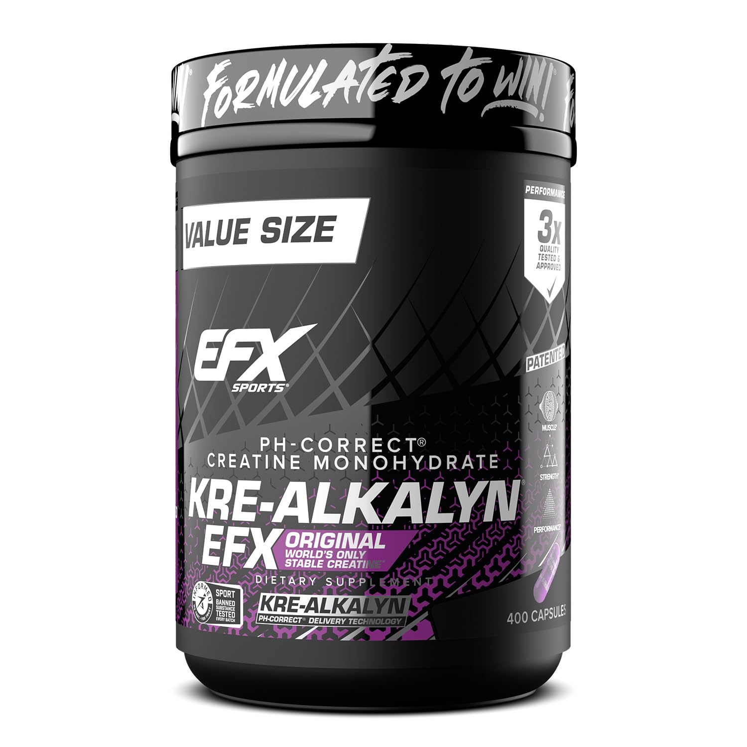 EFX Sports Kre-Alkalyn EFX Creatine Monohydrate Capsule, 400 Capsules