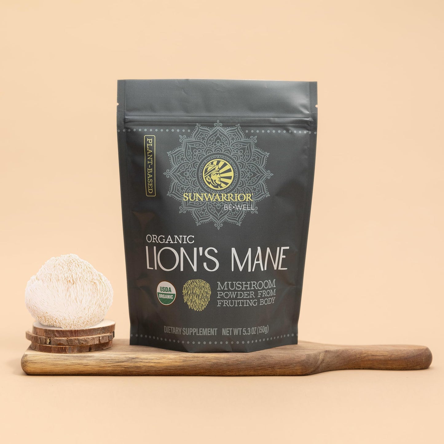 Sunwarrior Lions Mane Supplement Organic Mushroom Powder, 5.2911 oz