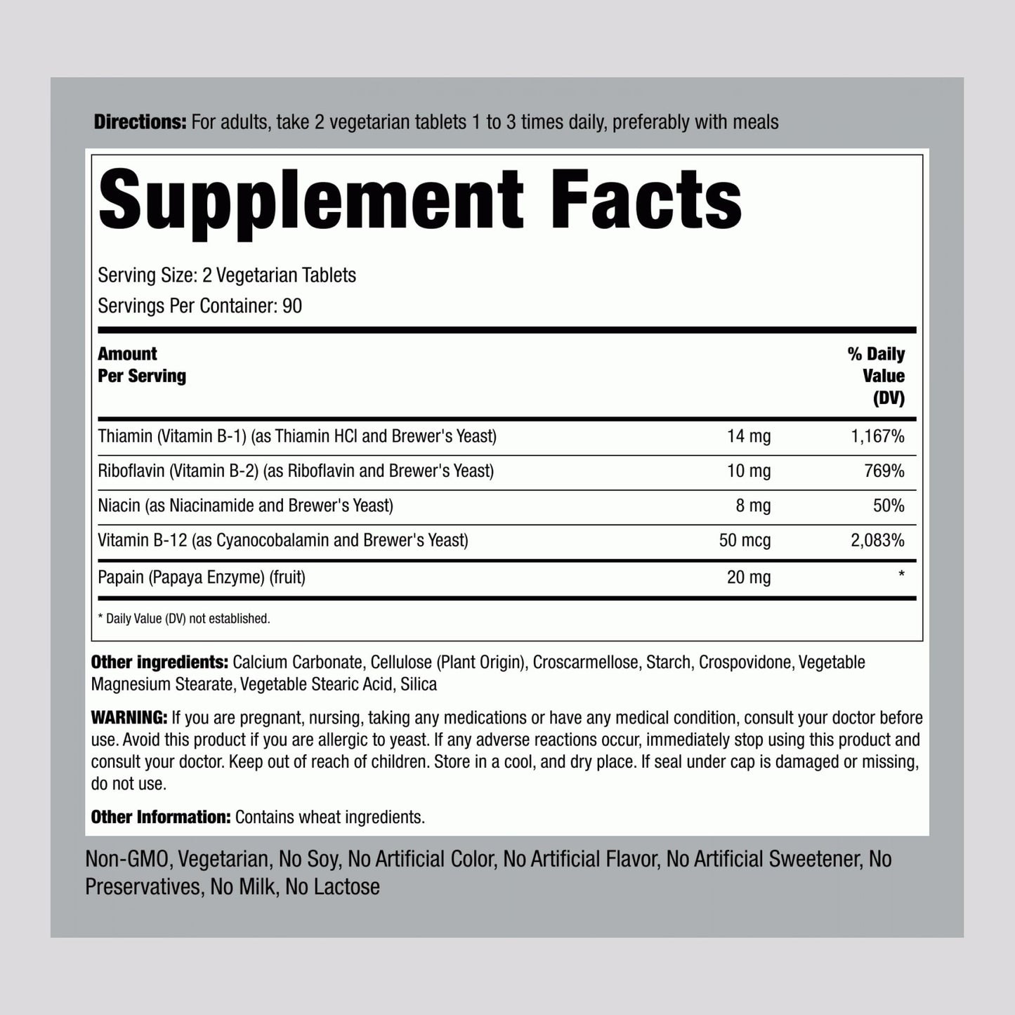 Piping Rock Vitamin B Complex with B12 180 Tablets