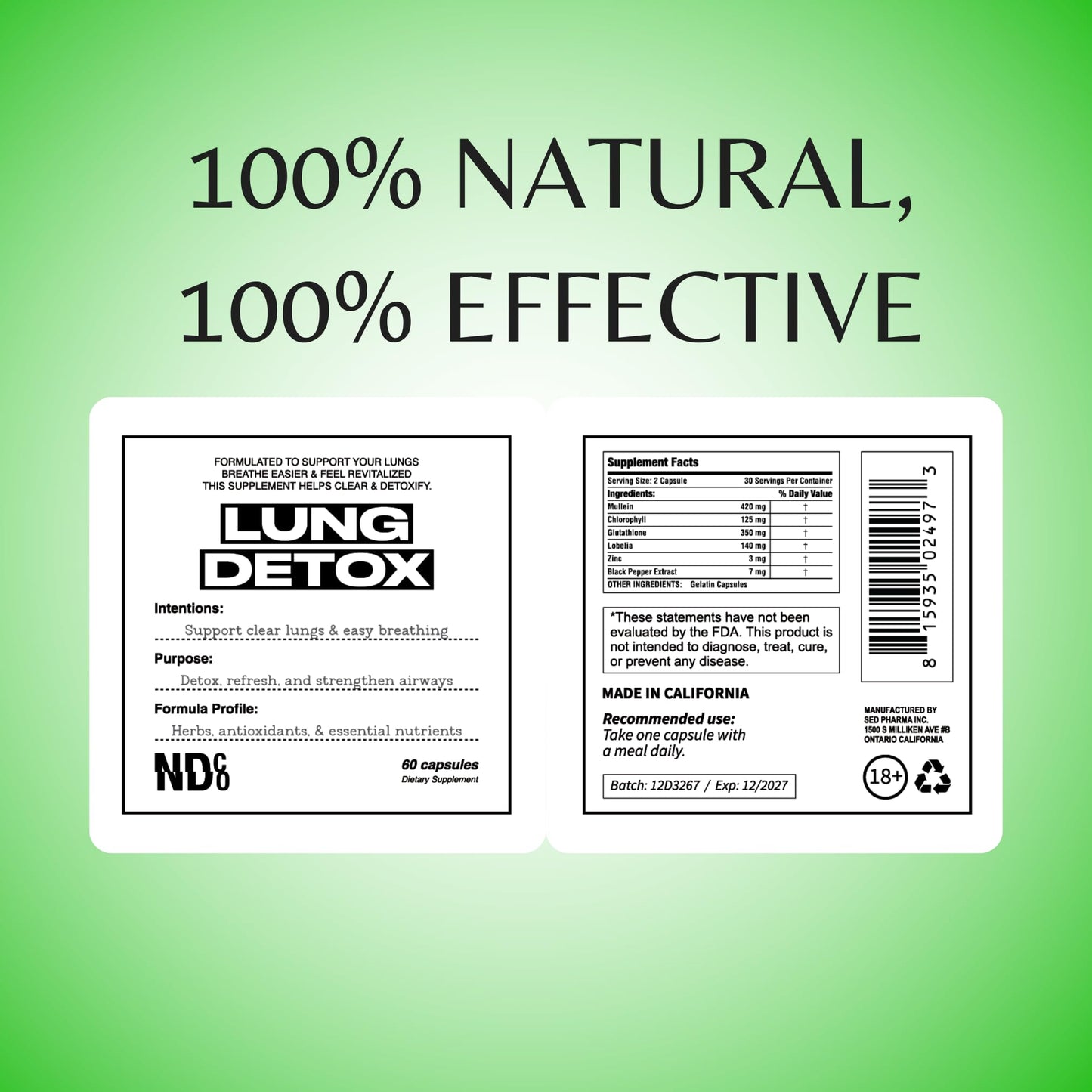 Lung Detox By NDCO Powerful Lung Detox & Cleanse 60 Capsules
