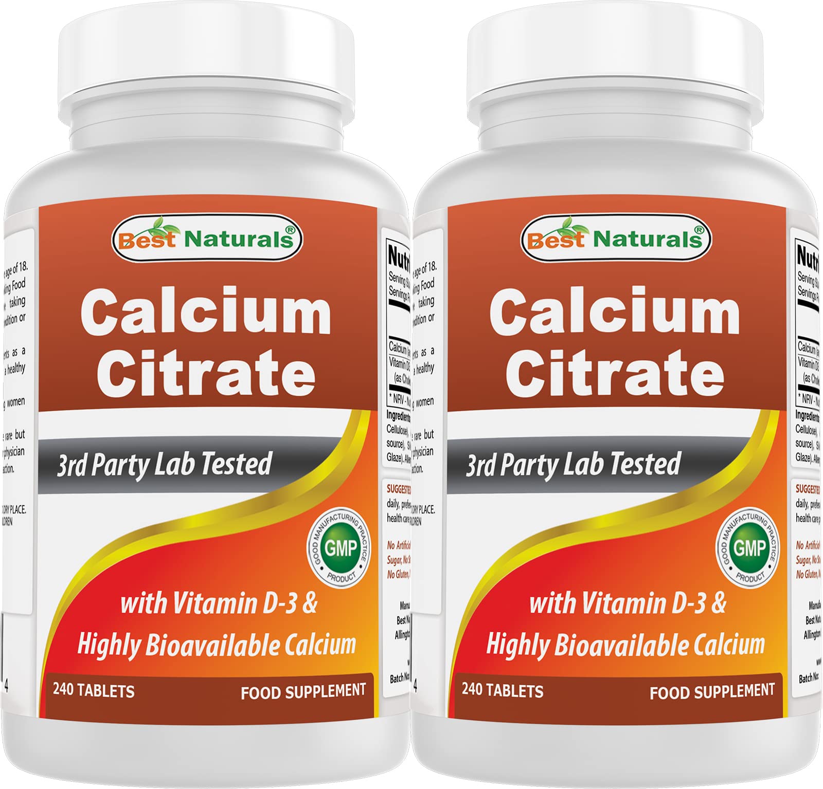 Best Naturals Calcium Citrate with Vitamin D-3 Tablets 480