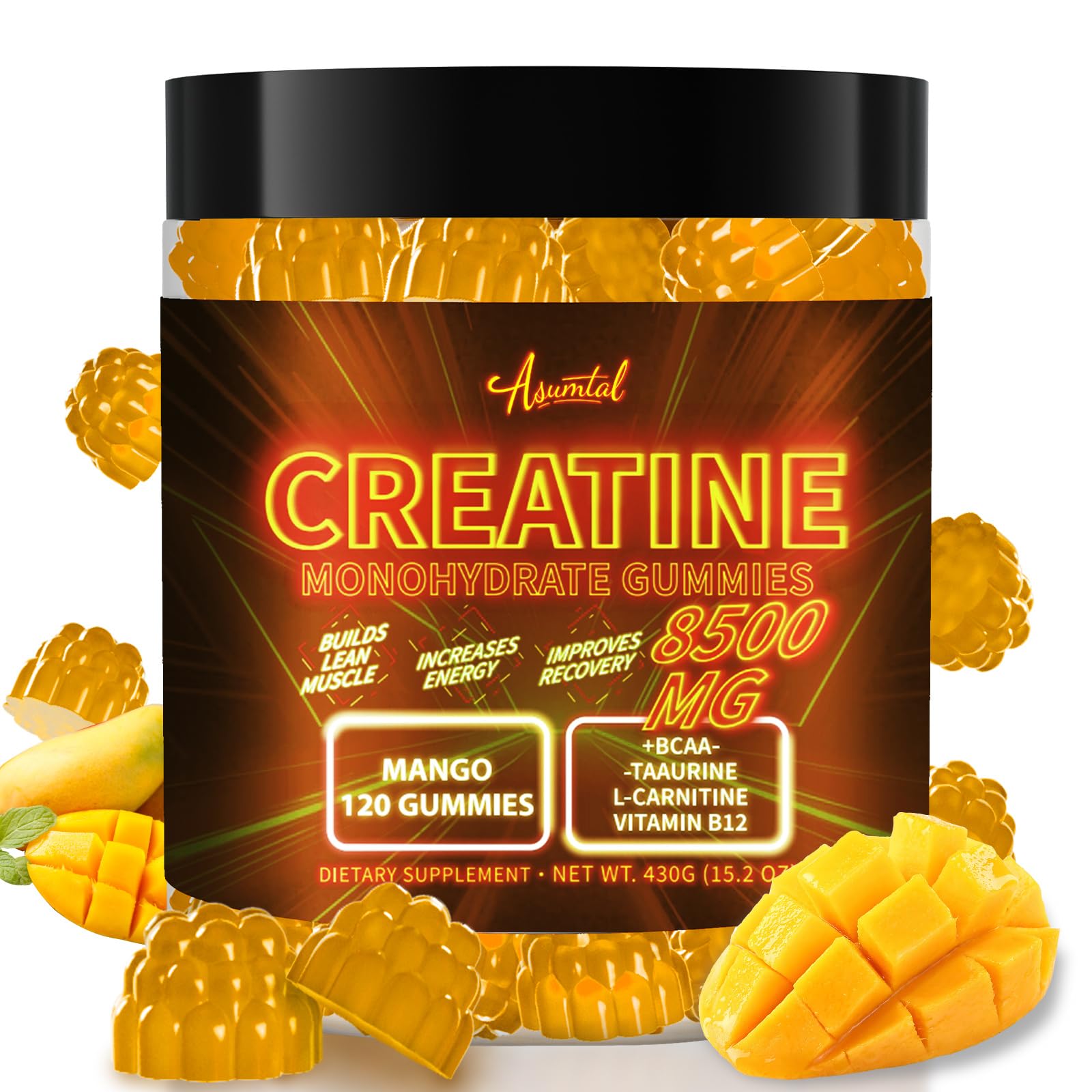 Asumtal Creatine Monohydrate Gummies, 120 Count