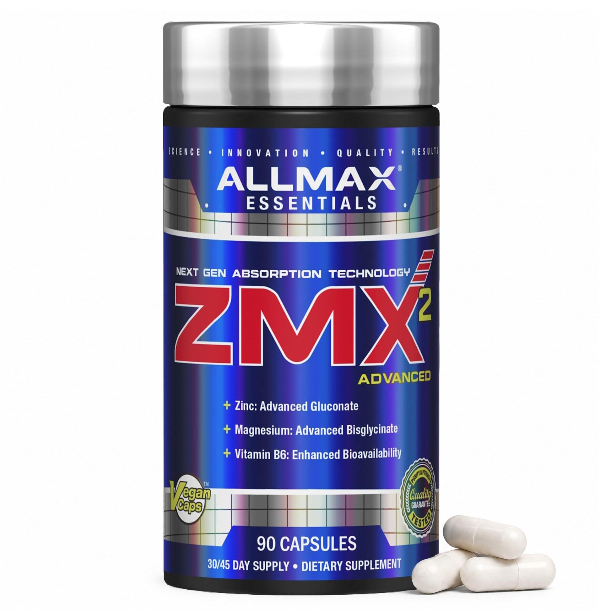 ALLMAX ZMX2 Zinc Magnesium Vitamin B6 Capsules, 90 Count