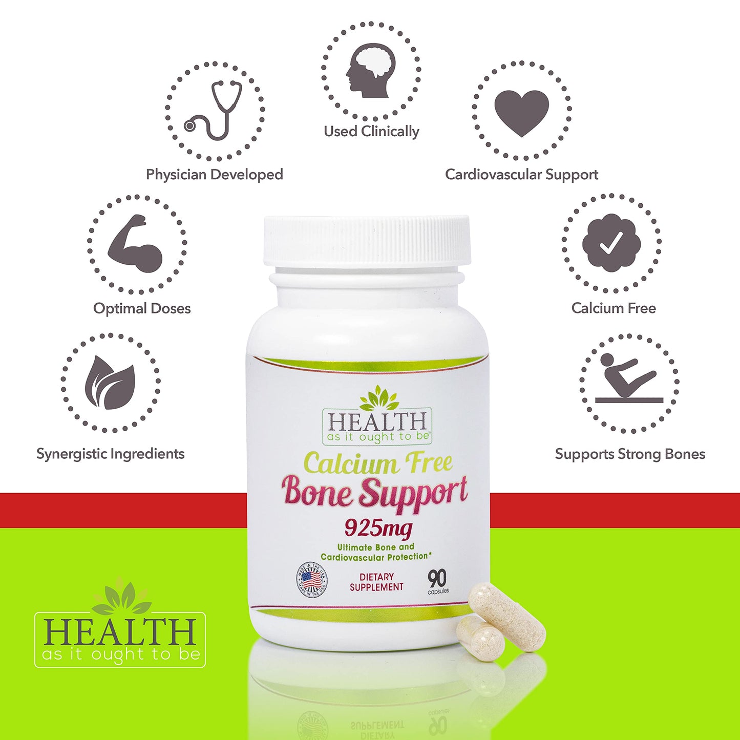 Health As It Ought To Be Calcium Free Bone Support Supplement 90 Capsules