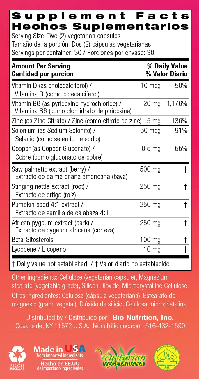Bio Nutrition Prostate Wellness with Pumpkin Seed Extract Capsule, 60 Count
