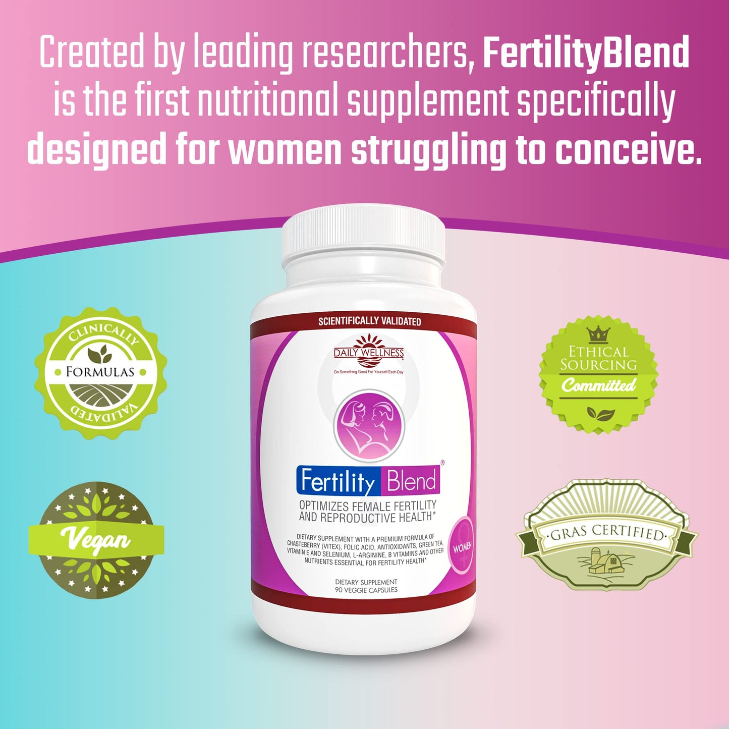 Fertility Blend Fertility Supplements for Women Veggie Caps 90 Count