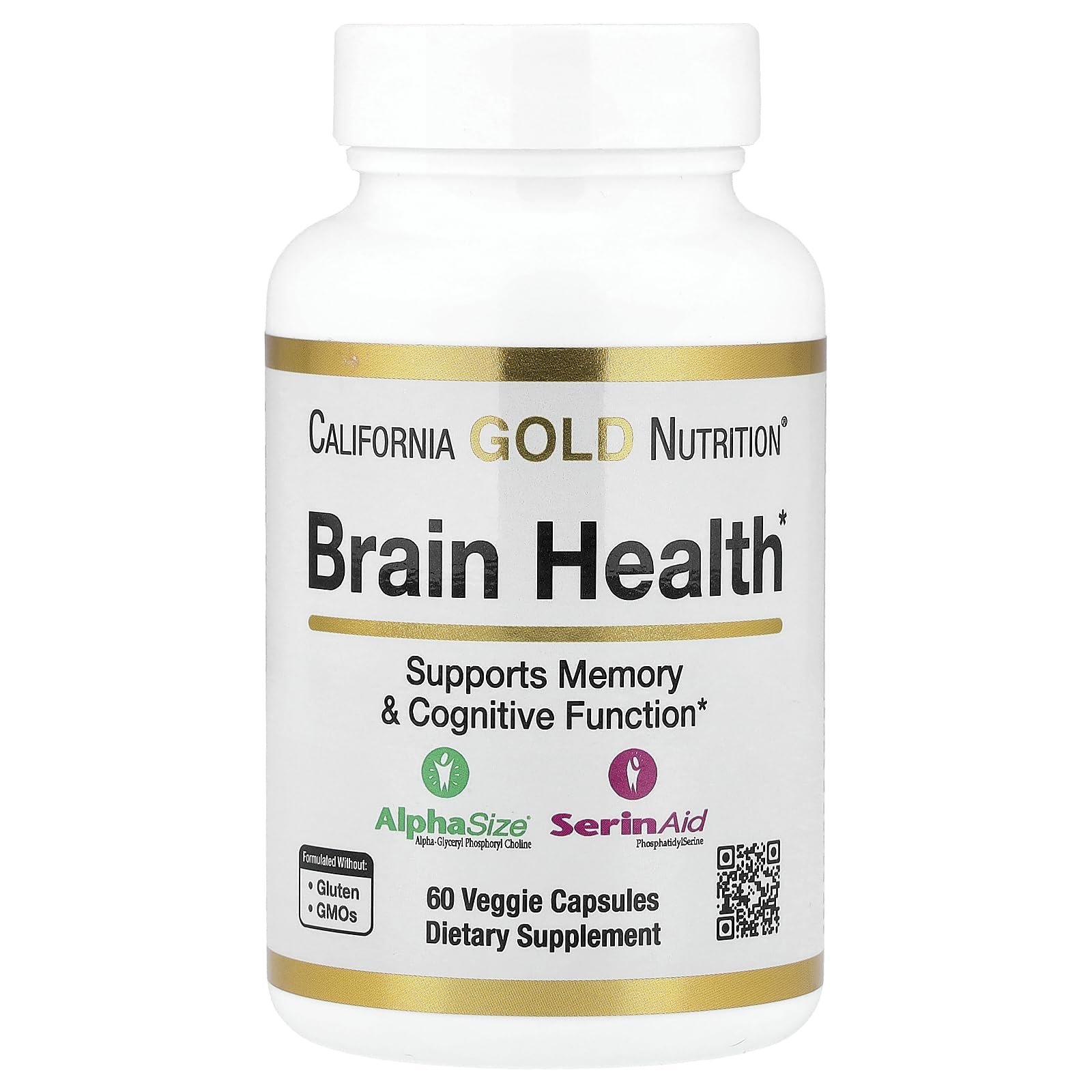California Gold Nutrition Brain Health Capsules, 60 Veggie Capsules