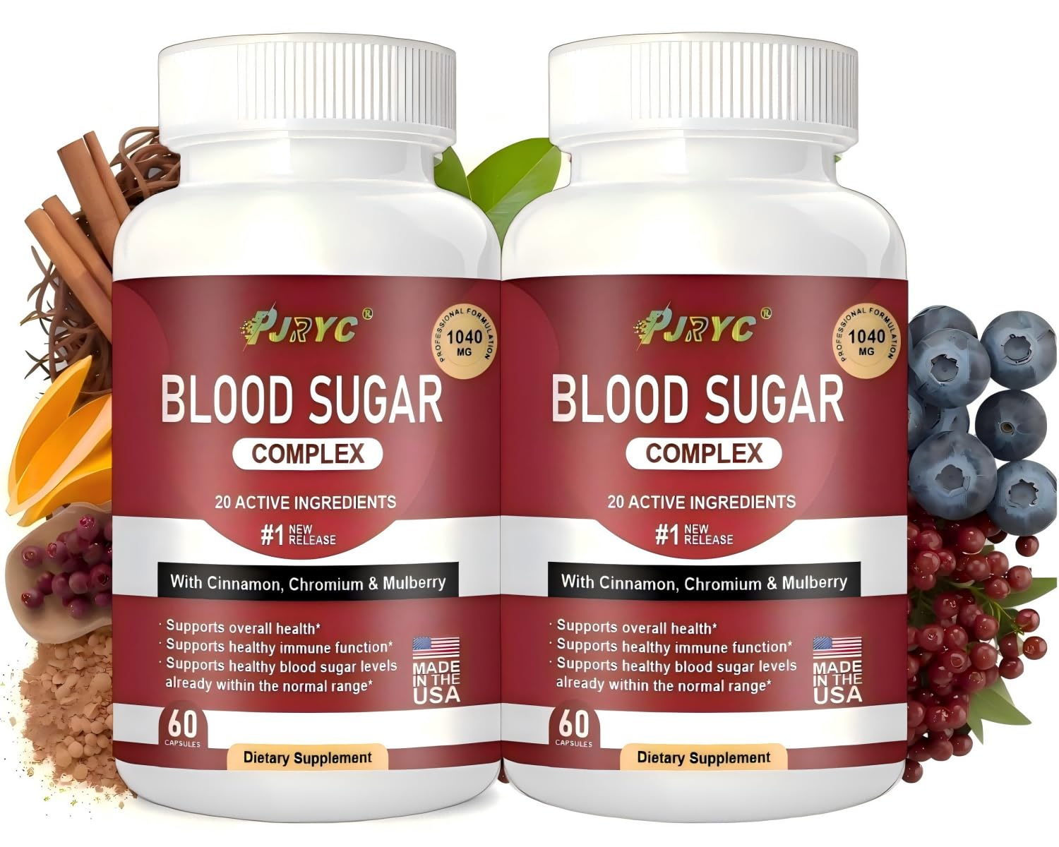 PJRYC Blood Sugar Complex Supplement 120 Capsules