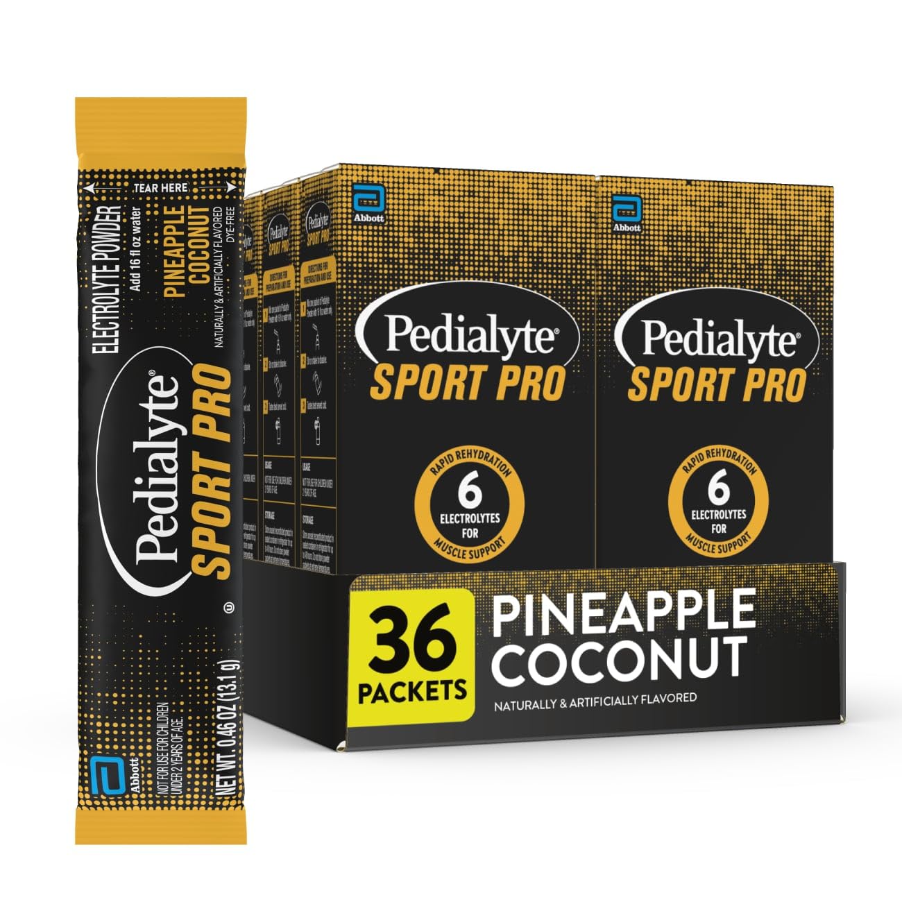 Pedialyte Sport Pro Electrolyte Powder, Pineapple Coconut, 36 Powder Packets