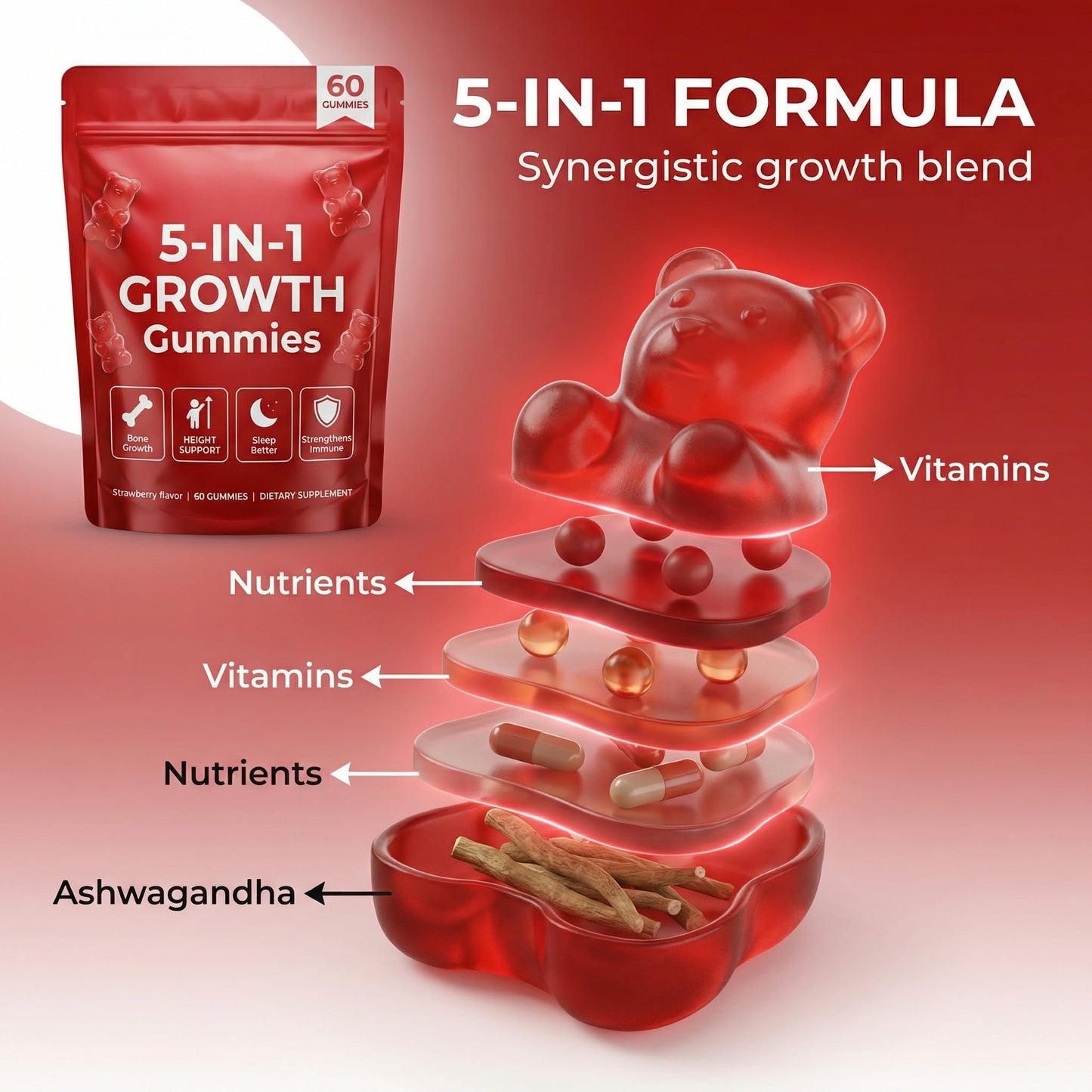 BERSEG 5-in-1 Growth Gummies Gummy 60
