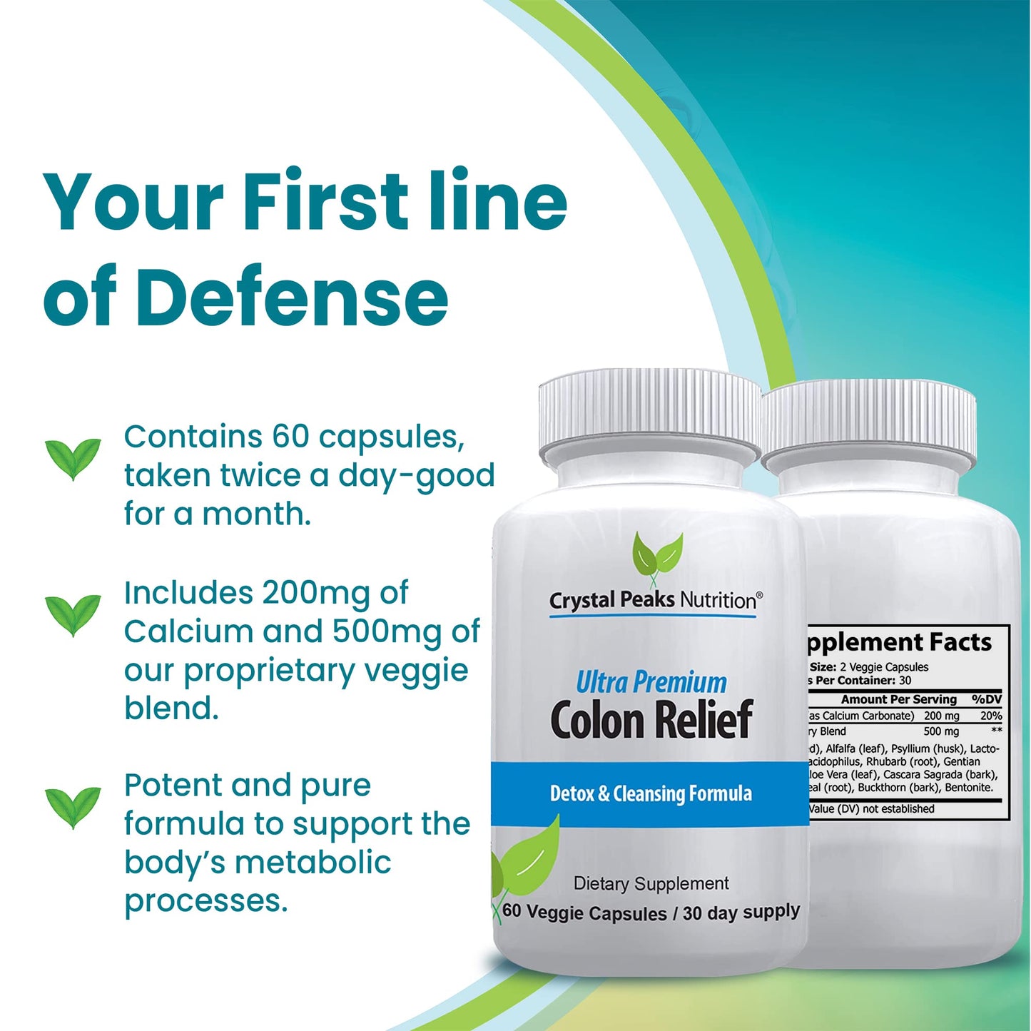 Crystal Peaks Nutrition Natural Colon Cleanser Capsules 60 Capsules