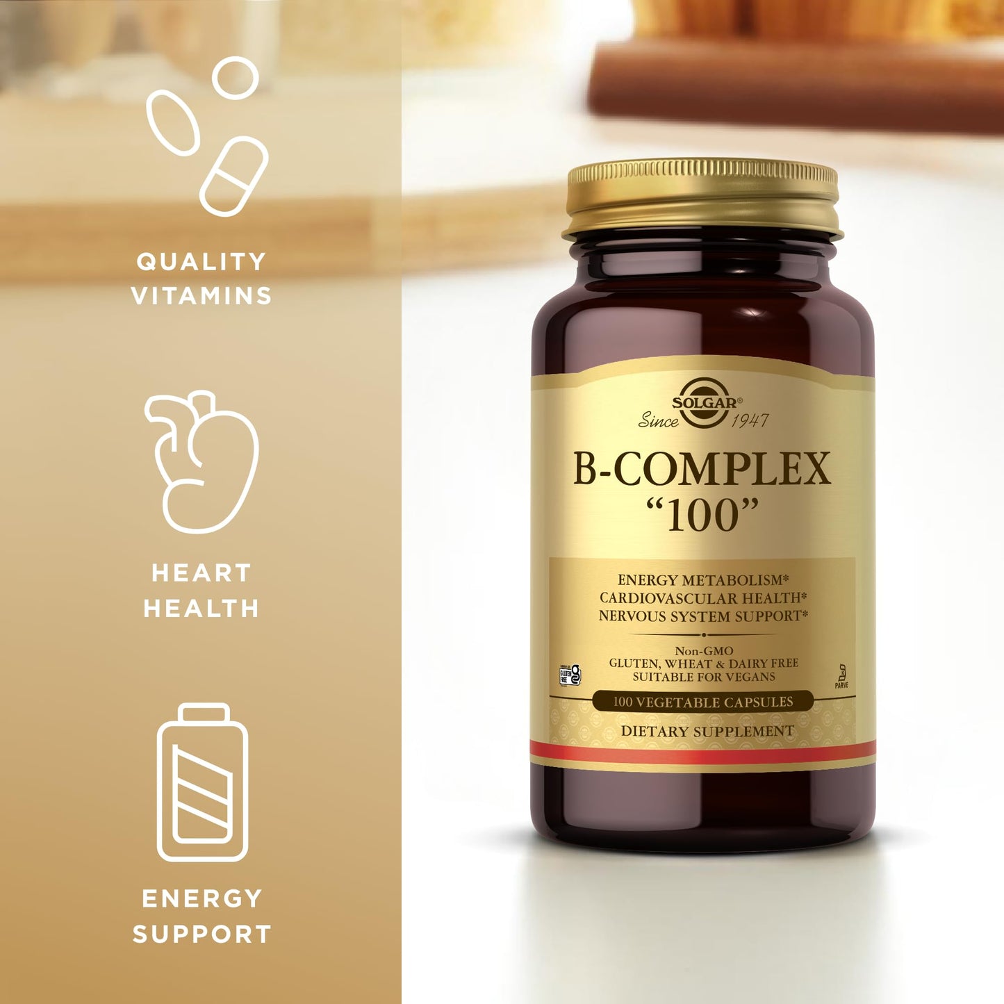 Solgar B-Complex 100 Vegetable Capsules, 200 Count