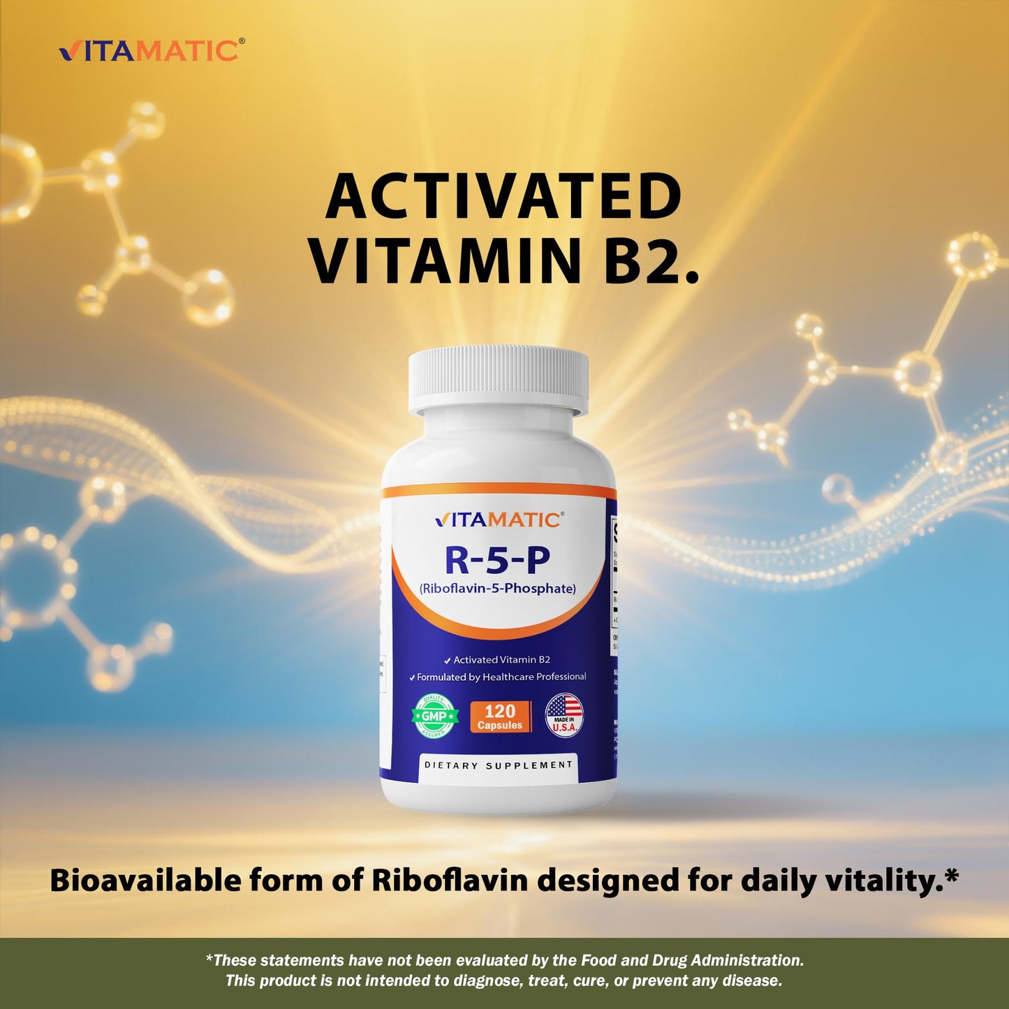 Vitamatic R-5-P Riboflavin-5-Phosphate (Vitamin B2) 50 mg Capsule, 120 Capsules