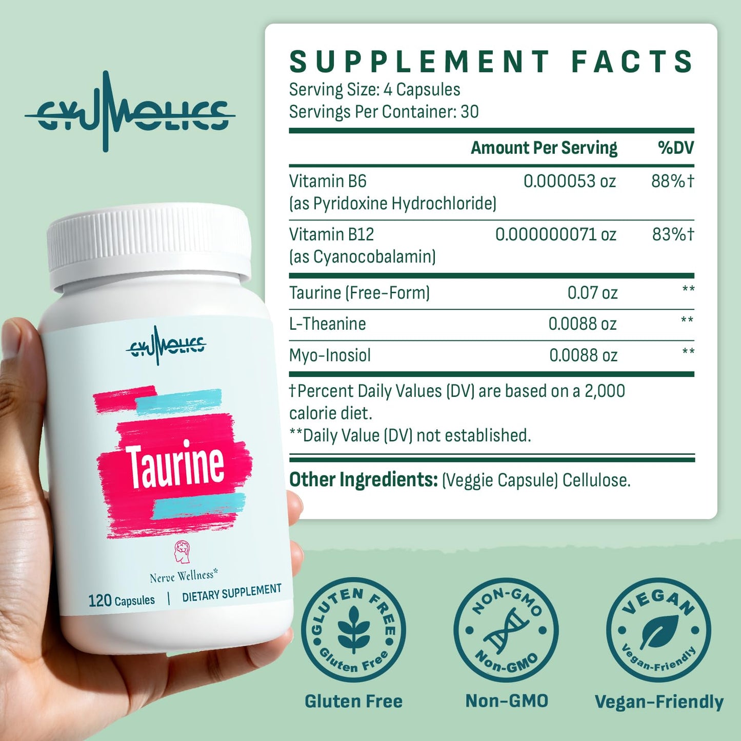Gyumolics Taurine 2000mg Capsules, 240 Capsules