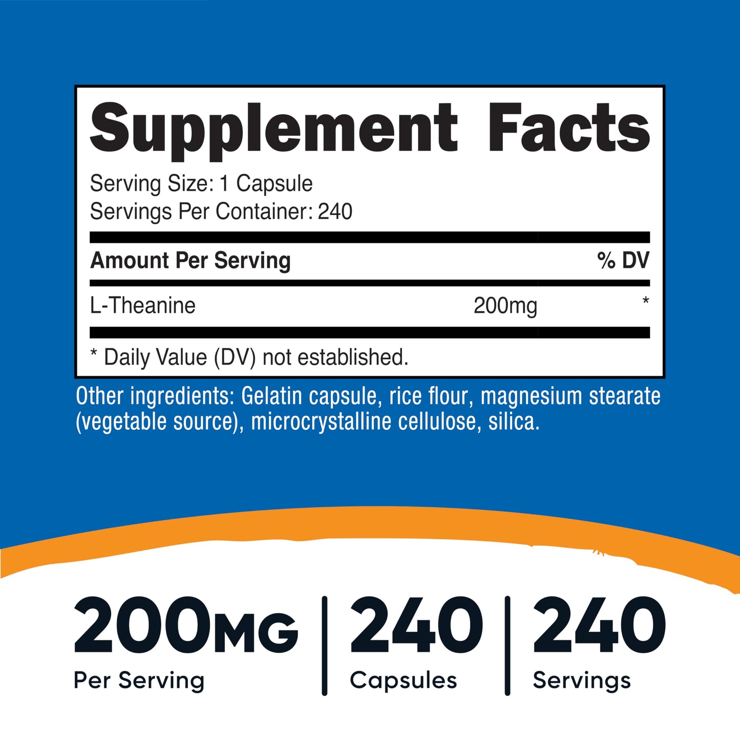 Nutricost L-Theanine 200mg Capsule, 240 Capsules