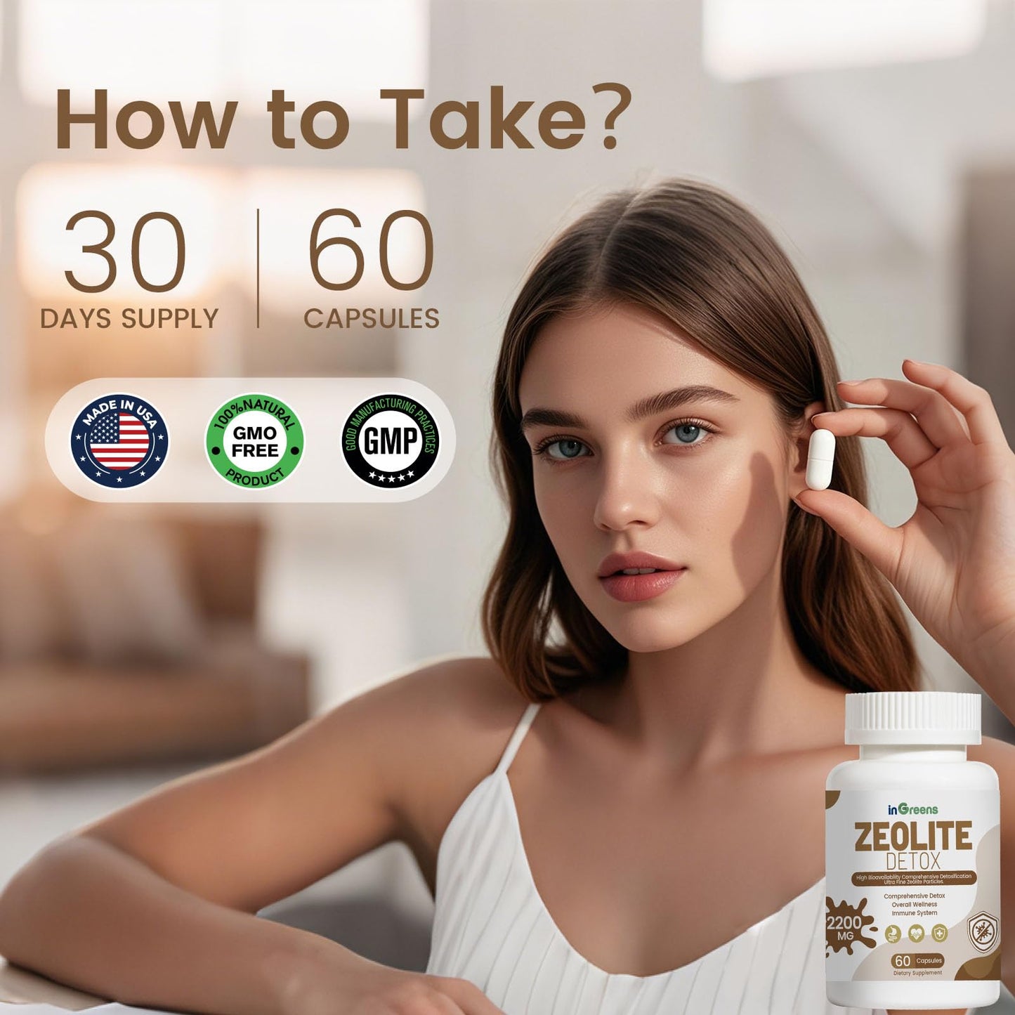 inGreens 6-in-1 Zeolite Detox Capsules, 120 Capsules