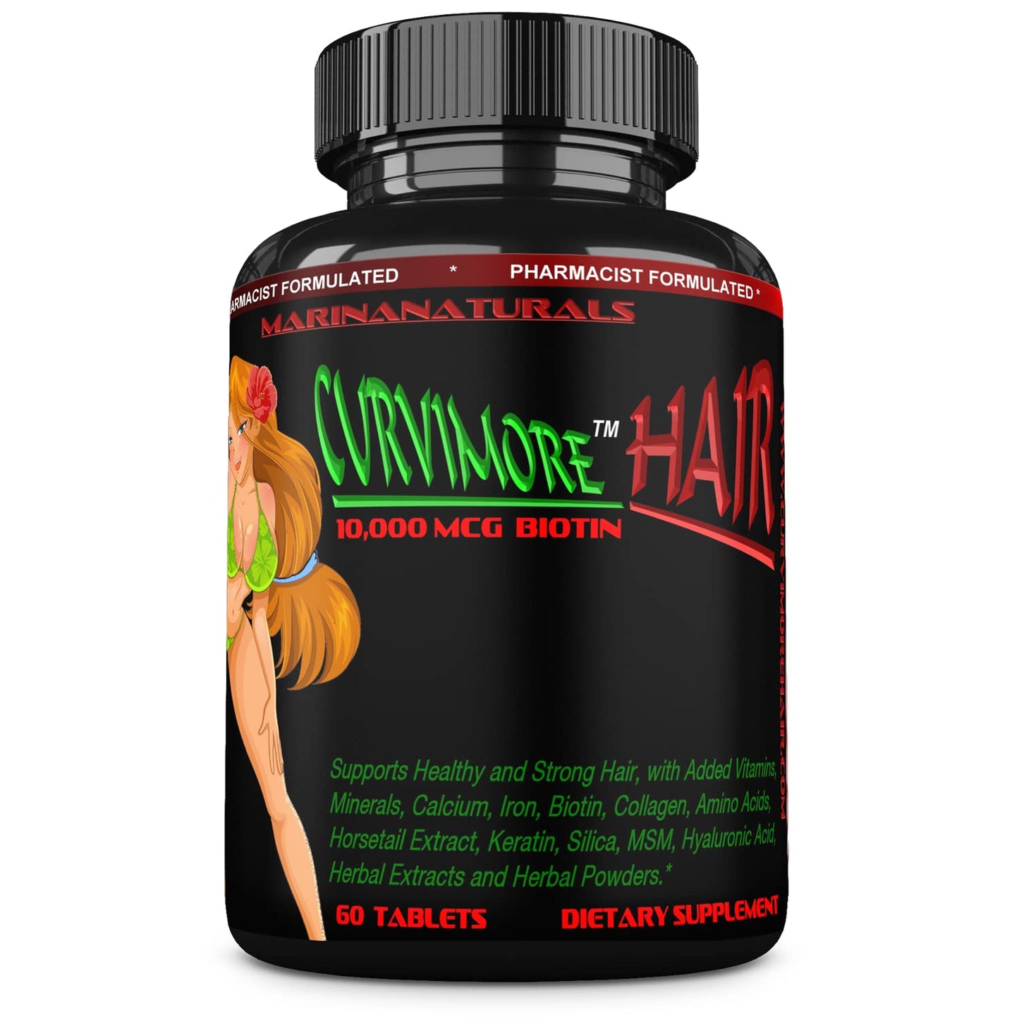MARINANATURALS CURVIMORE Hair Growth, Hair Loss Mixture, 60 Tablets
