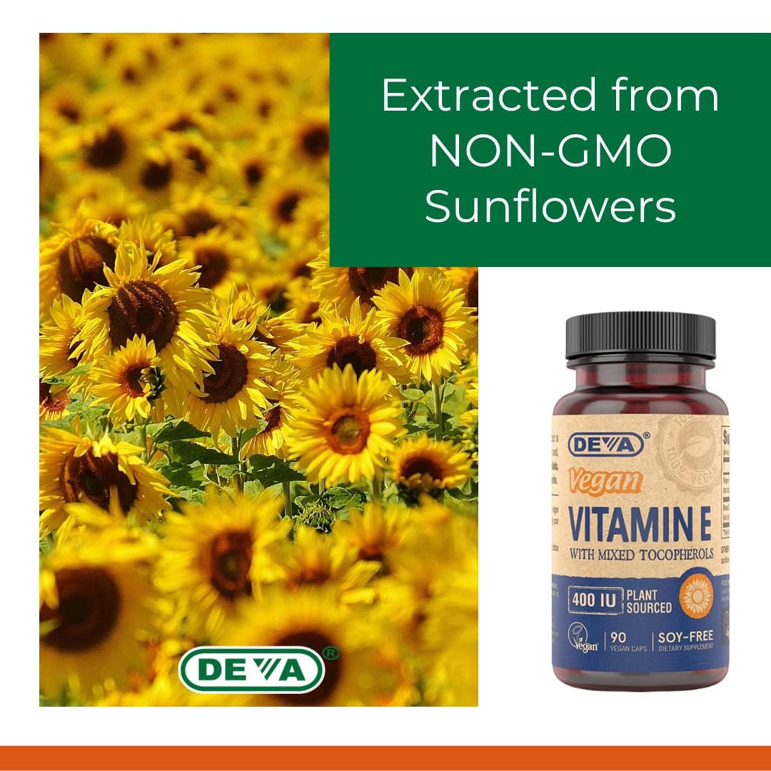 DEVA Vegan Natural Source Vitamin E 400IU with Mixed Tocopherols 180 Capsules