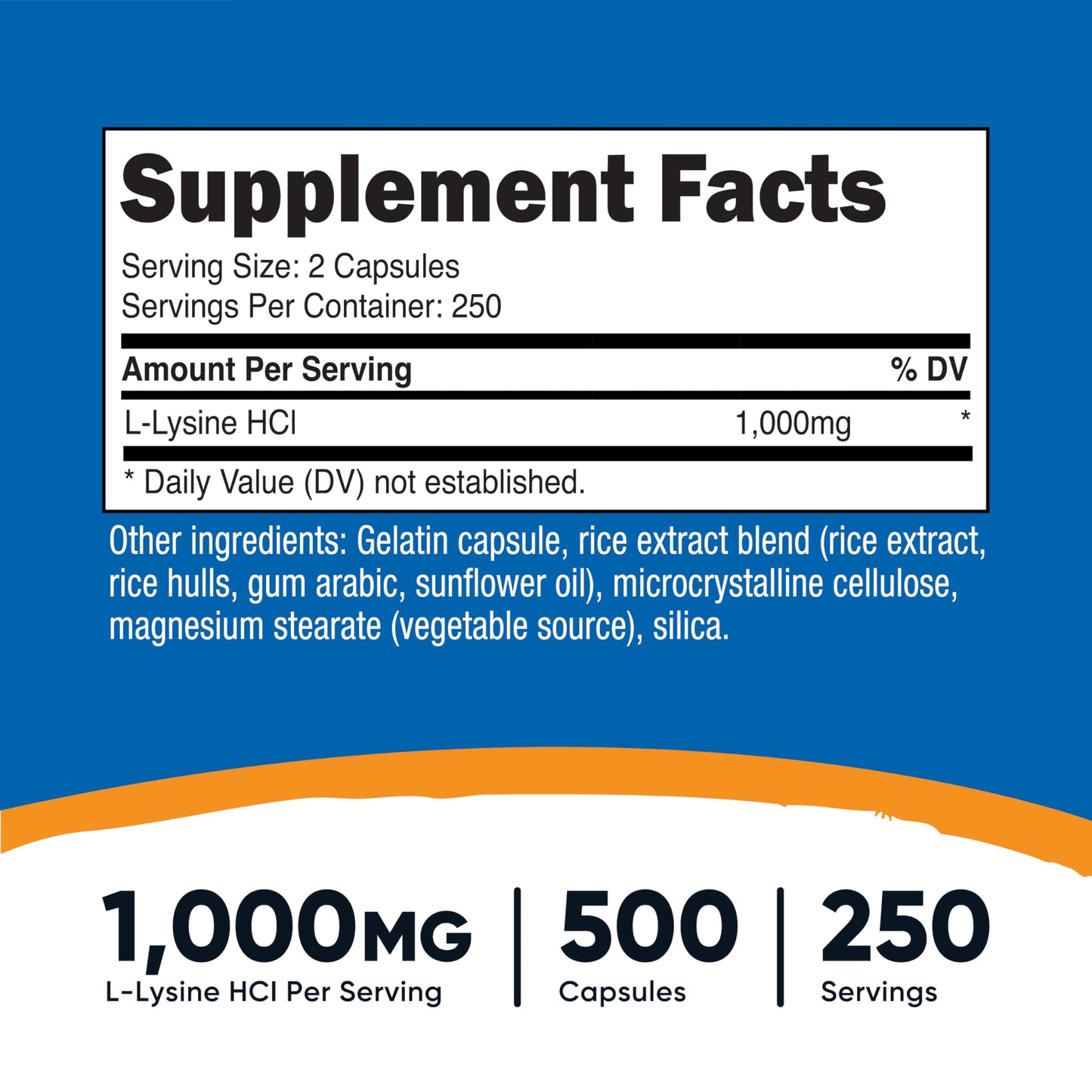 Nutricost L-Lysine (1000mg) 500 Capsules