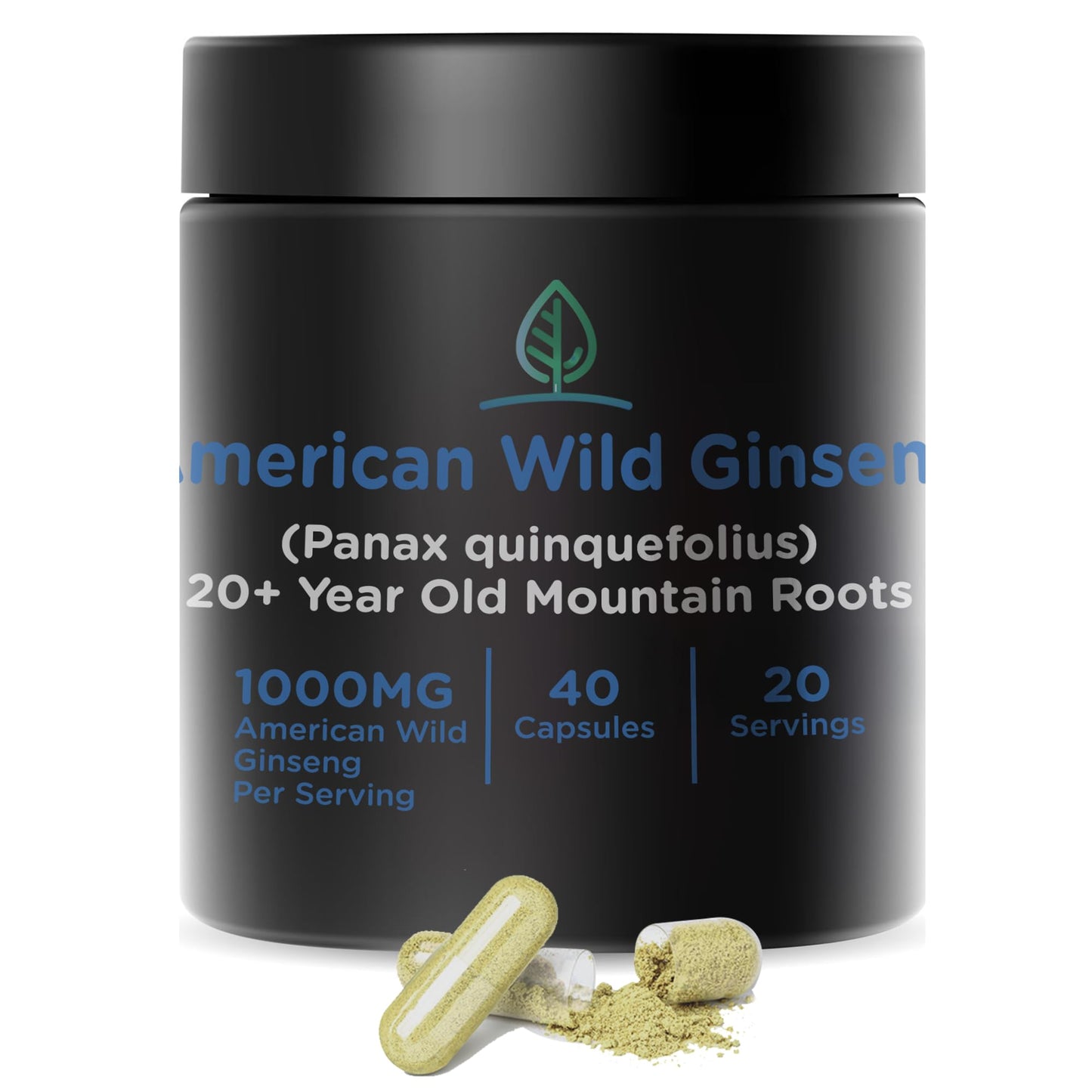 Holistic Bin Wild American Ginseng Capsules, 40 Capsules