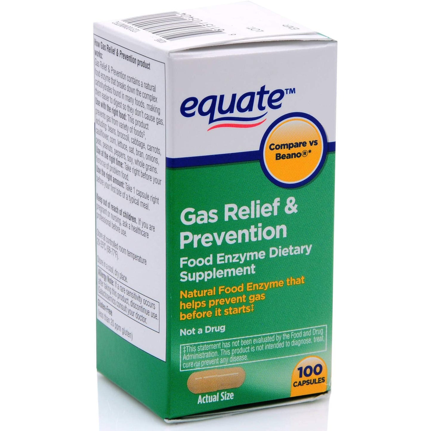 RNATFLU Equate Gas Bloating Relief and Prevention, Food Enzyme Dietary Supplement Capsules 300