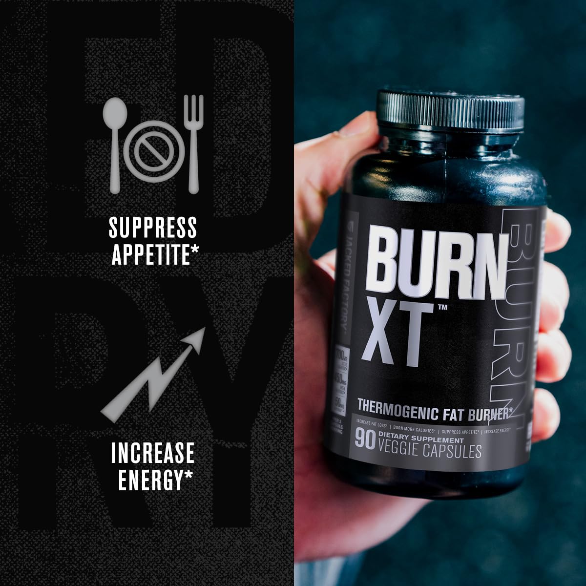 Jacked Factory Burn XT Black Thermogenic Fat Burner Capsule, 90 Count