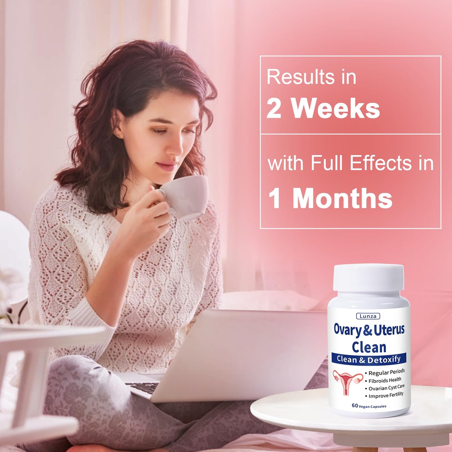 Lunza Ovary and Uterus Cleanse, Female Balance & Monthly Comfort Support, Supports Healthy Cycles & Reproductive Wellness, 60 Capsules