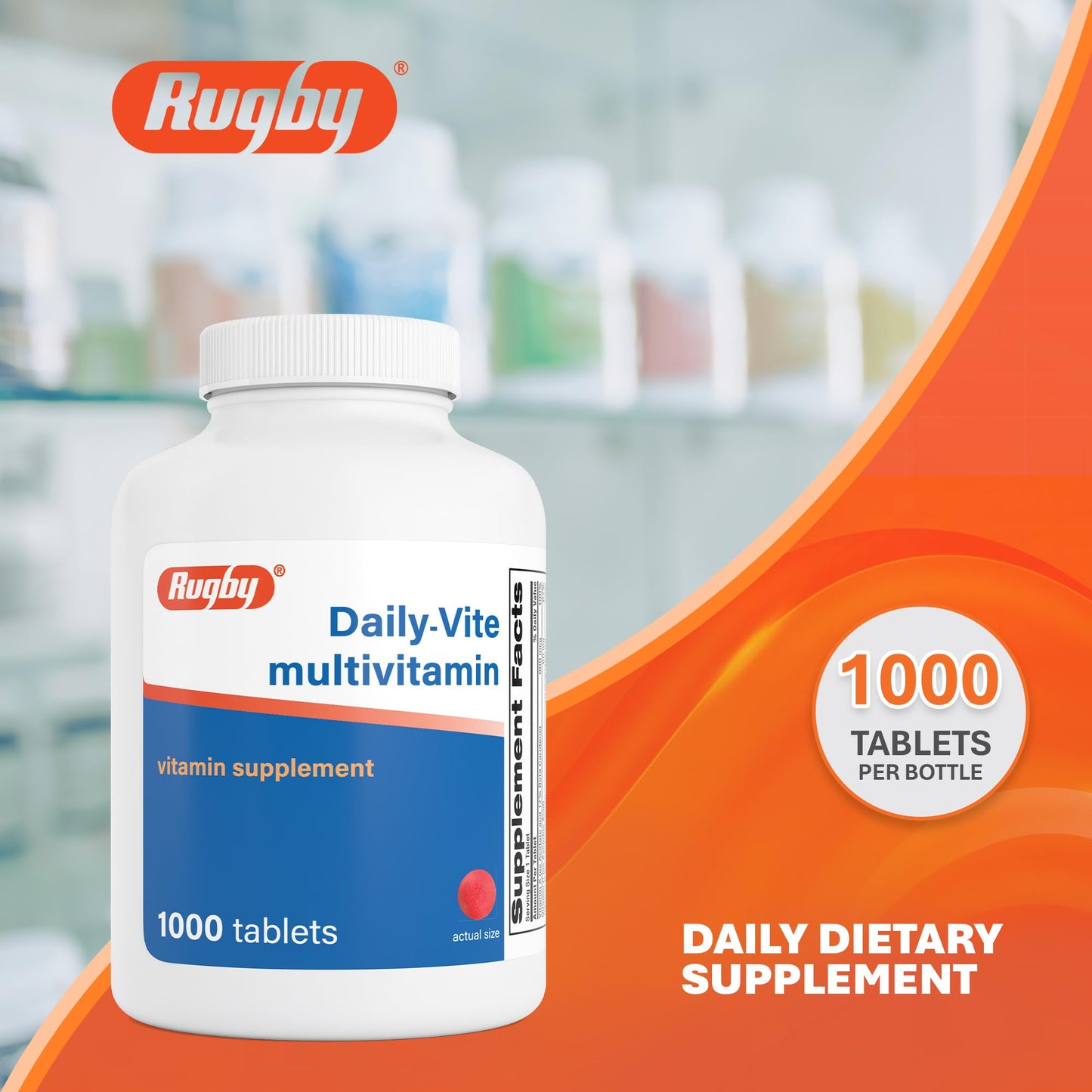 Rugby Laboratories Daily-Vite Multivitamin Tablets, 1000 Count