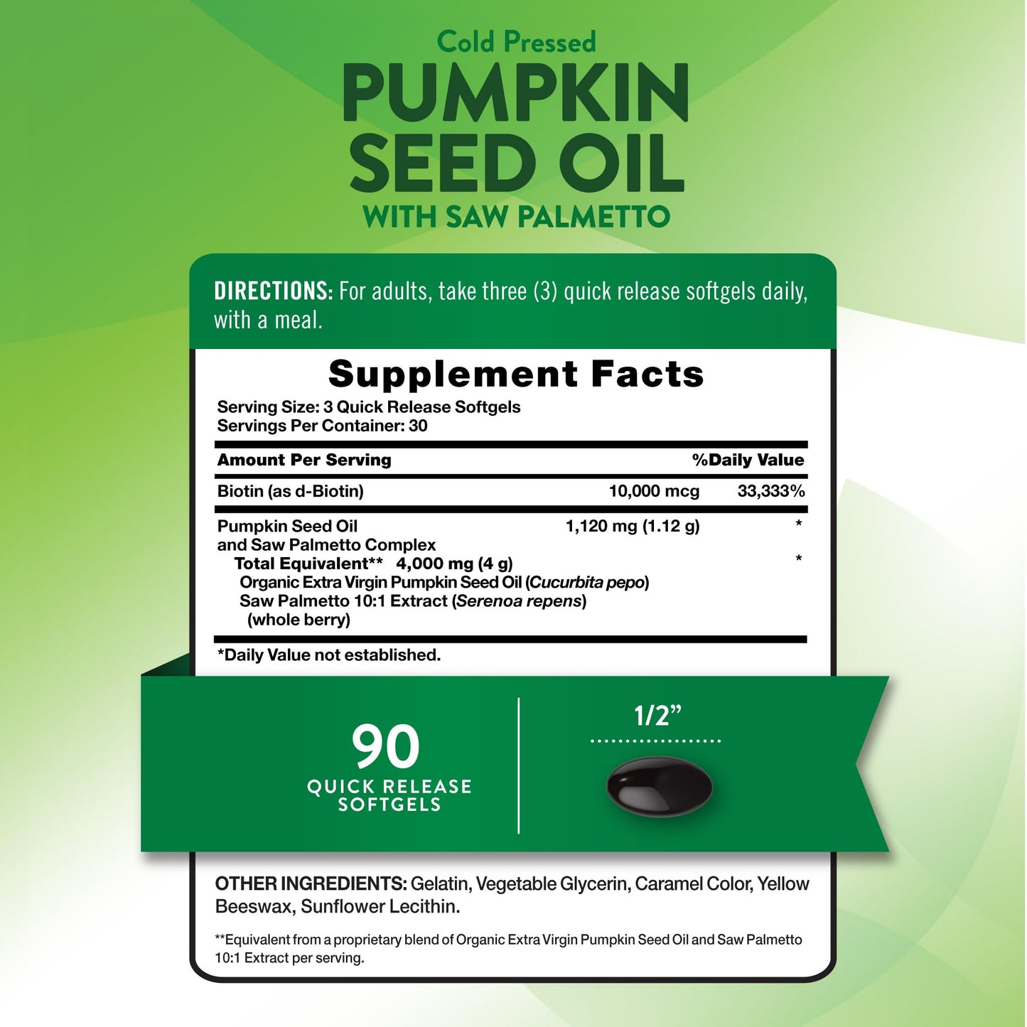 Nature's Truth Pumpkin Seed Oil Softgels 90 Count