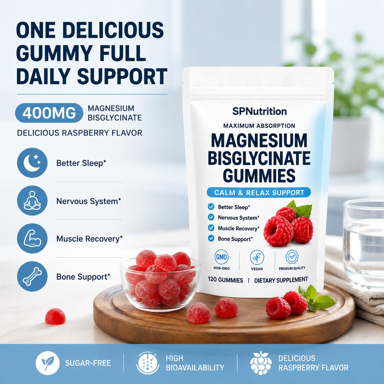 SPNutrition Gummies Magnesium Bisglycinate 400mg Gummies, 1 Bottle