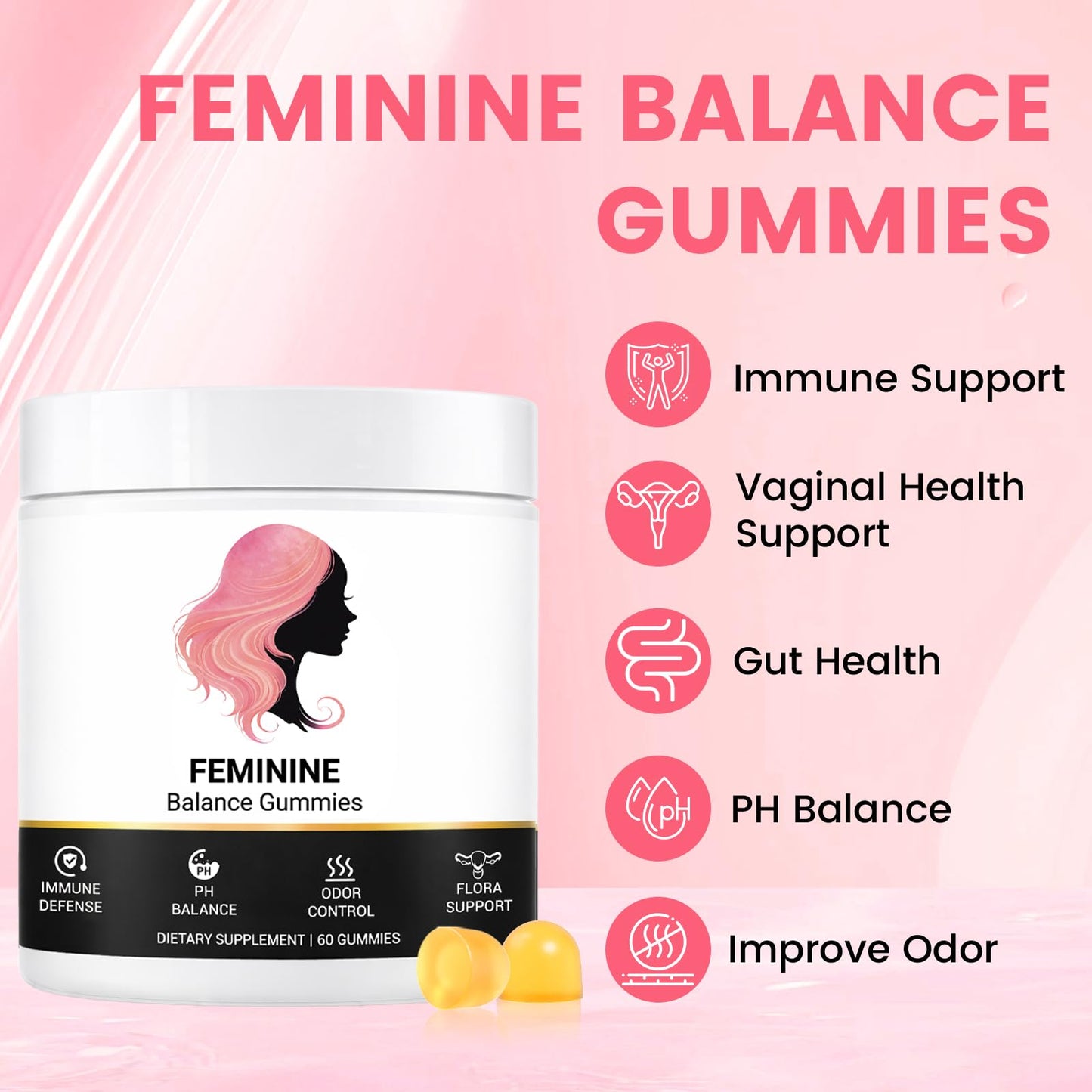 Bacorgoy Feminine Balance Gummies 60 Count