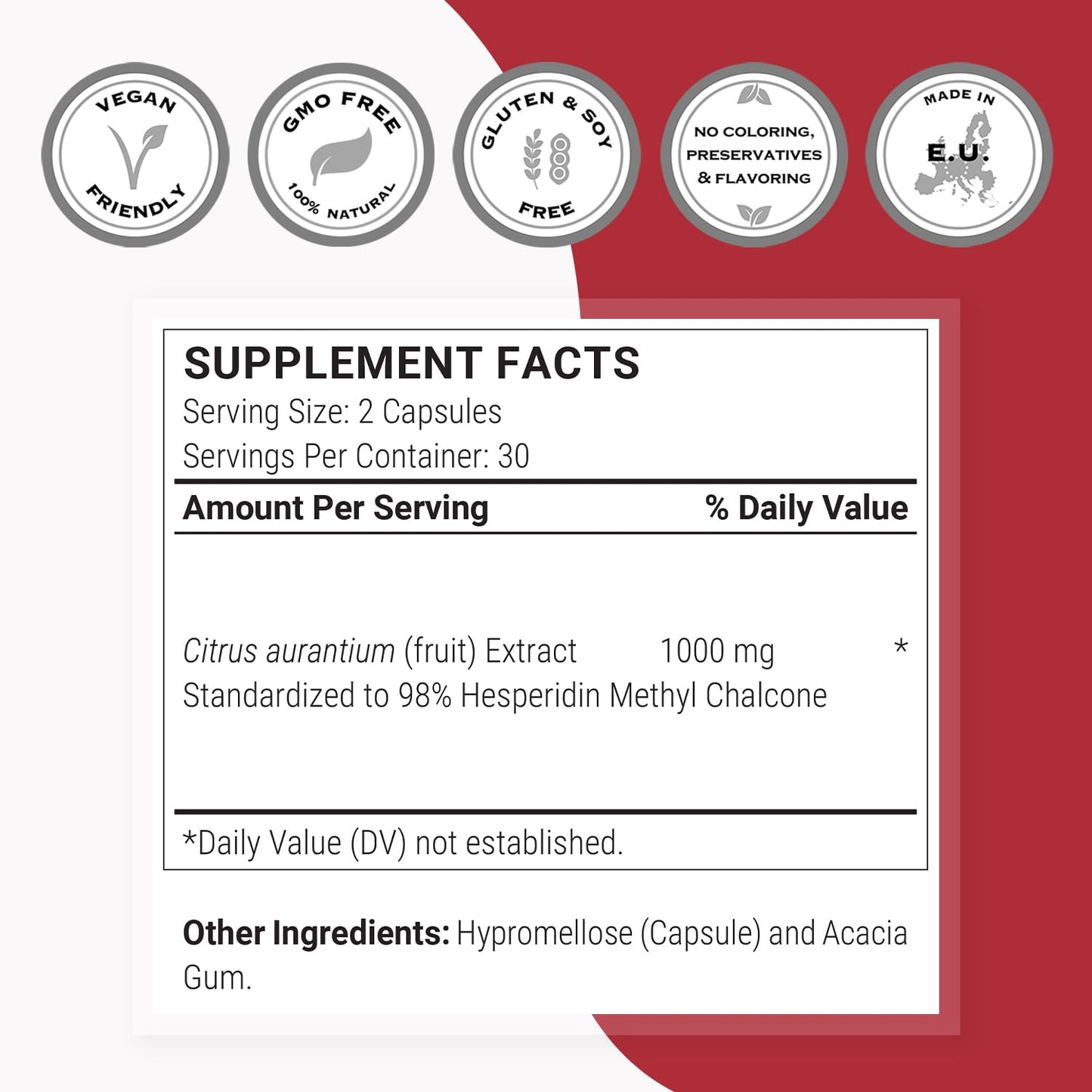 Supersmart Hesperidin Methyl Chalcone 1000 mg Per Day Capsules, 60 Count