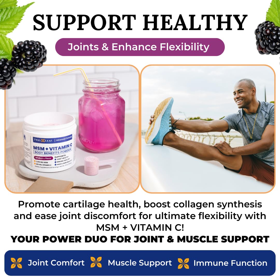 Twig & Leaf MSM + Vitamin C Body Benefits Powder 7.9 Ounce