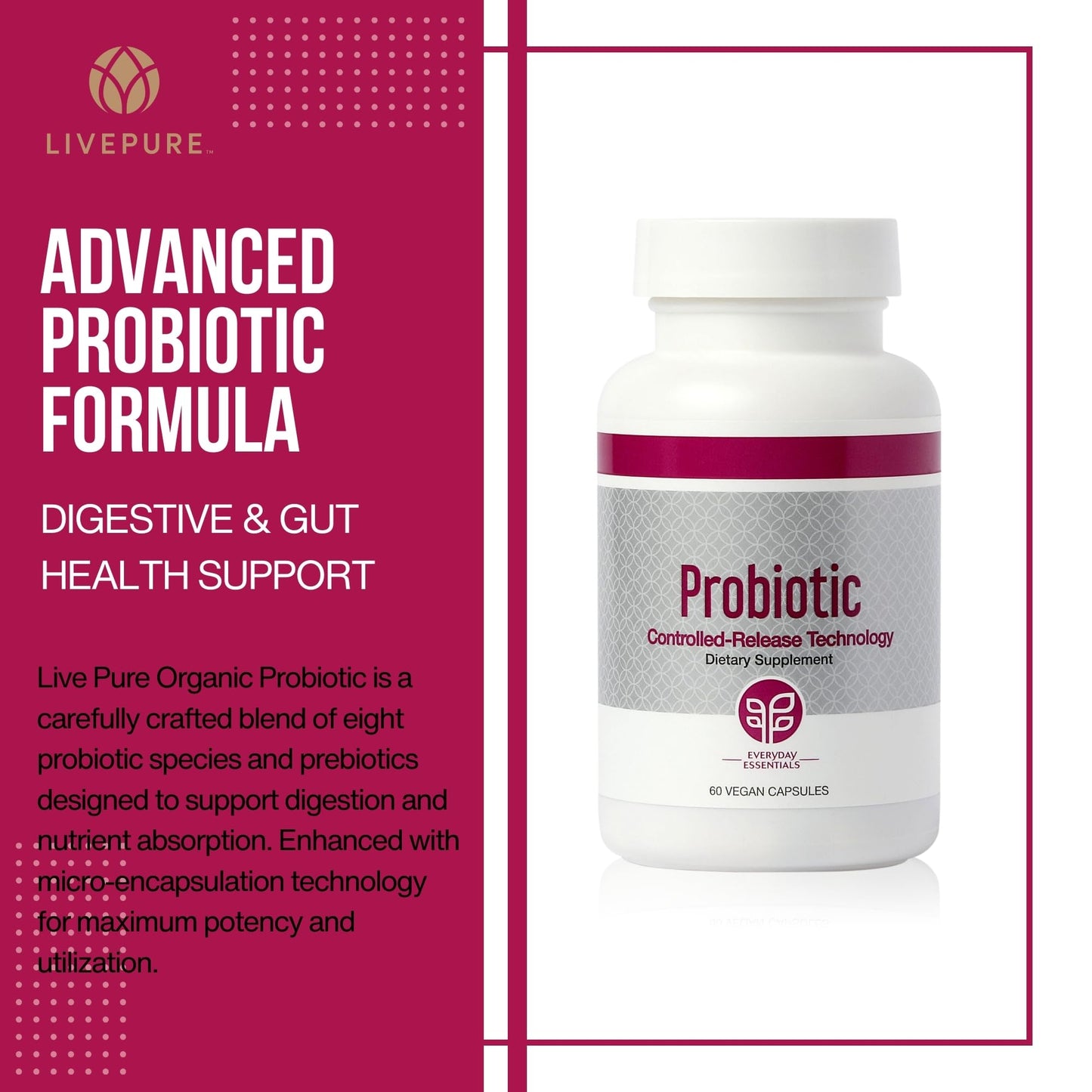 PURE Probiotic Controlled-Release Technology, 60 Vegan Capsules