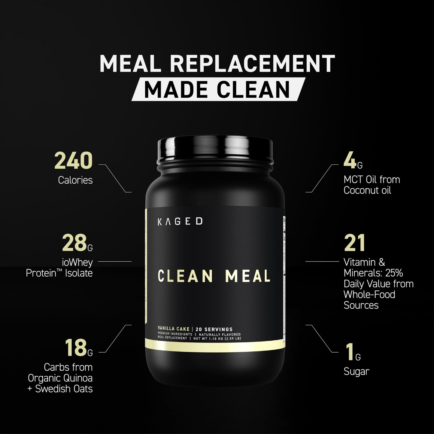 Kaged Clean Meal Powder Vanilla Cake, 41.76 Ounce