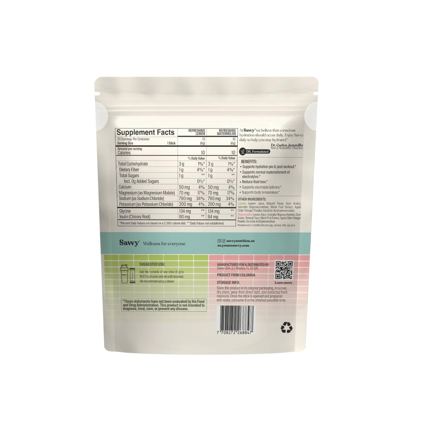 SAVVY Recharge Electrolyte Powder, 20 Sachets